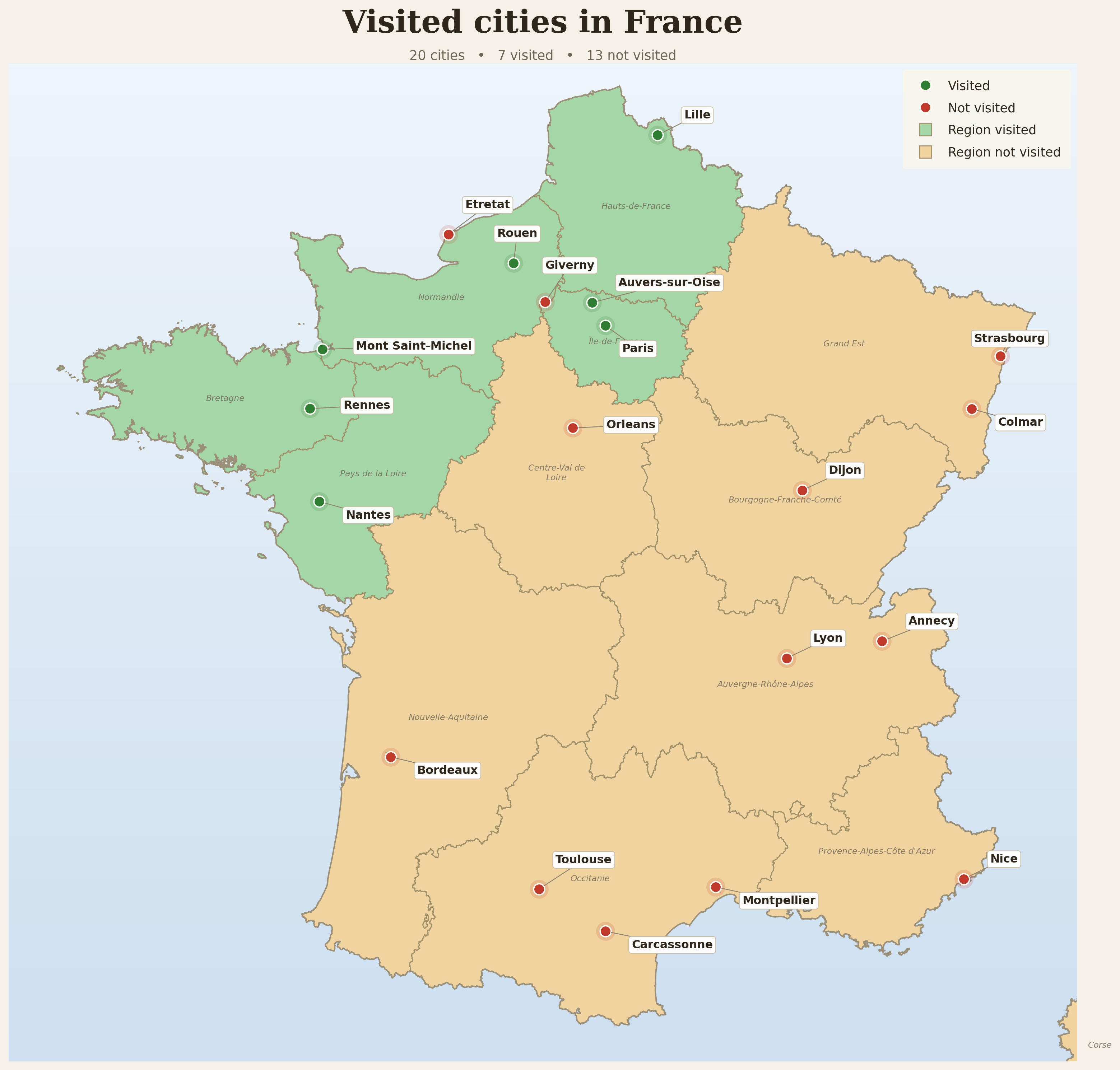 France visited map